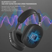 P9 Wireless Bluetooth headphones with Bluetooth 5.1 chip for high-speed audio transmission.