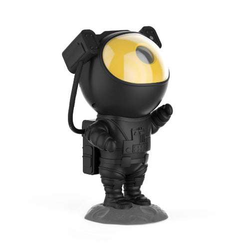 Astronaut-shaped galaxy projector lamp with adjustable nebula and starlight effects.