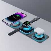 3-in-1 magnetic folding wireless charger for iPhone, Apple Watch, and AirPods.