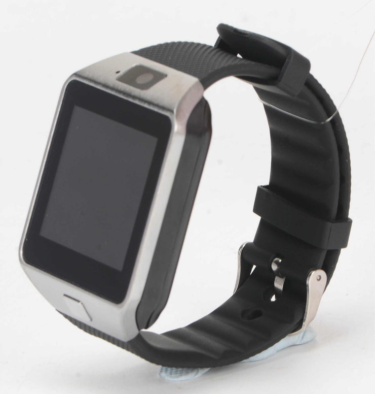 Sports Smart Watch DZ09 Card Phone Watch with black wristband and touchscreen display.