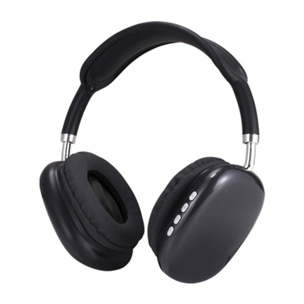 P9 Wireless Bluetooth headset with mic, noise-cancelling earbuds in black.