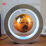 Round LED world map floating globe with magnetic levitation and glowing LED lights.