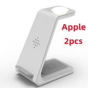 3 in 1 fast charging station for Apple devices, sleek design.