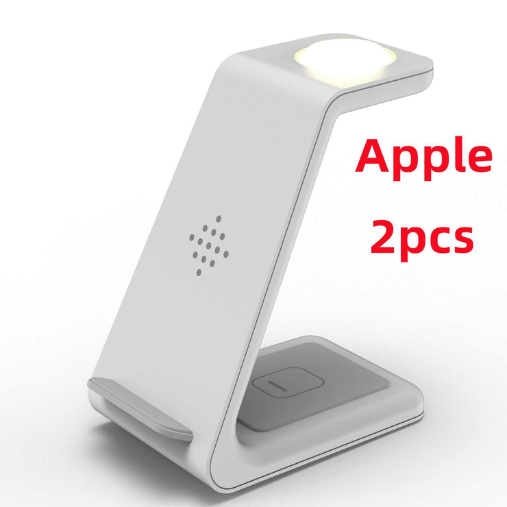 3 in 1 fast charging station for Apple devices, sleek design.