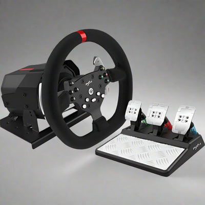 PXN V10 Game Aiming Wheel with force feedback for PC, Xbox One, and PS4.