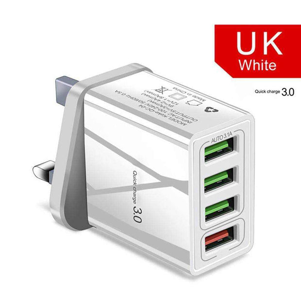 Illuminated 4 port USB Mobile Phone Charger 3A Charging Head