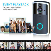 WiFi video doorbell camera with event playback feature and two-way video recording.