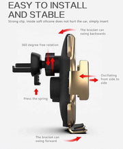 Easy installation guide for 10W Wireless Car Smart Phone Charger with 360-degree rotation.