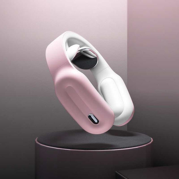 Multifunctional Massage Remote Control Neck Massager in pink, featuring a sleek design for effective cervical pain relief using pulse technology.