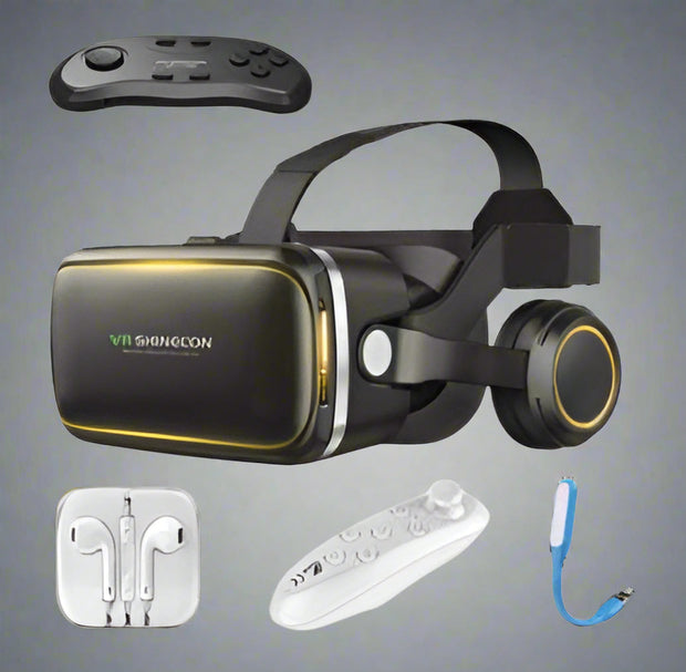 Original VR Shinecon Gafas De Realidad Virtual 120 FOV 3D with headphones and Bluetooth remote.