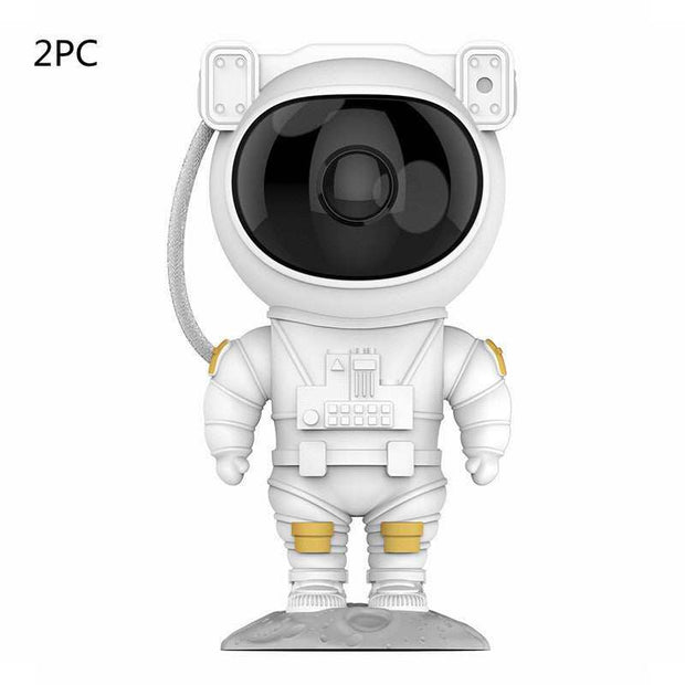 Creative astronaut-shaped projector for displaying nebula and starry effects in a bedroom.