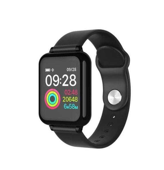 Compatible with Apple Black smart sports watch with color screen, compatible with Apple, featuring health monitoring and notifications.