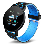 Bluetooth smart watch with music playback, 119 Plus model, blue TPU strap.