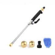 Car high-pressure electric water gun for garden and car cleaning with accessories.