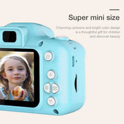 Children's blue HD digital waterproof camera with a 2.3-inch screen.