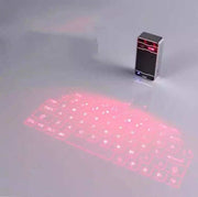 Bluetooth laser projection keyboard with virtual display and compact design.