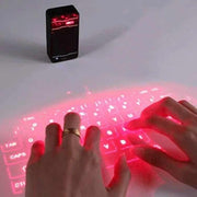 Bluetooth wireless laser projection keyboard in use.