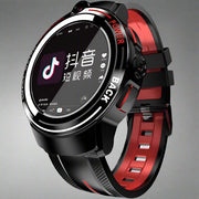 Dual Camera Ceramic Bezel Smart Watch with AMOLED display and black wrist strap.