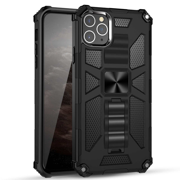 Military Anti-Drop Mobile Phone Case in black TPU and PC material with a rugged back cover design.