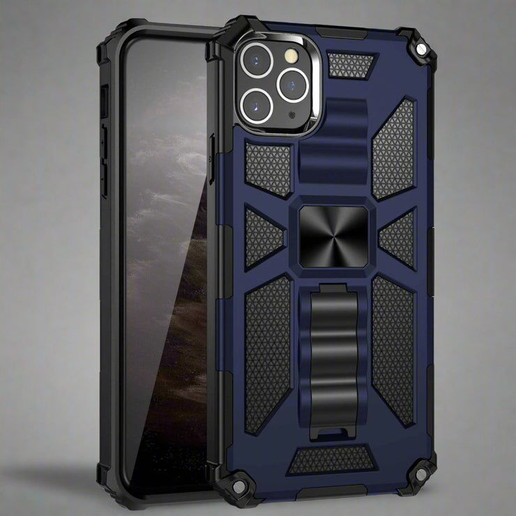 Military-style mobile phone case in dark blue, anti-drop TPU+PC back cover.