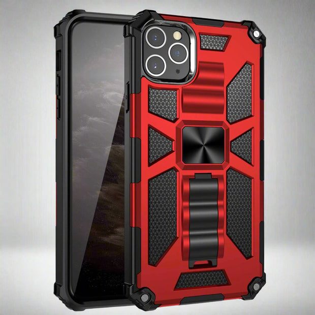 Rugged red military mobile phone case, anti-drop protection.