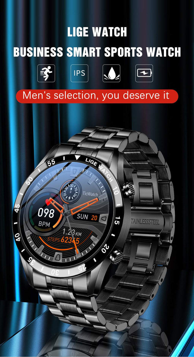 Lige's Smart Watch with Stainless Steel Strap and LED Display