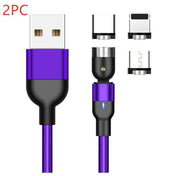 Charging cable with 360-degree magnetic rotation, Type C USB, and interchangeable connectors.