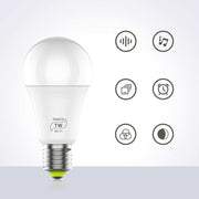 LED smart wifi bulb with 7W power, RGB color, voice control, music sync, and remote app control