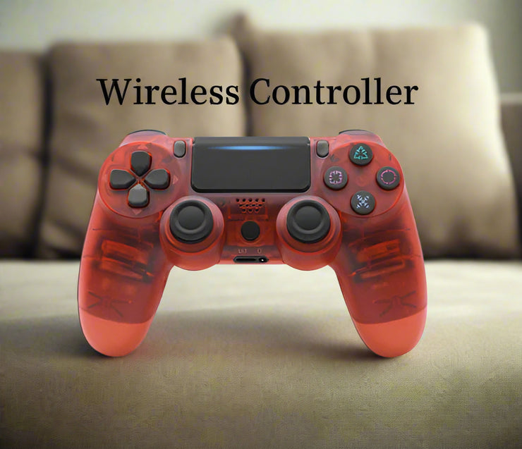 Wireless Game Controller for PS4 in red color with ergonomic design and precision control features.