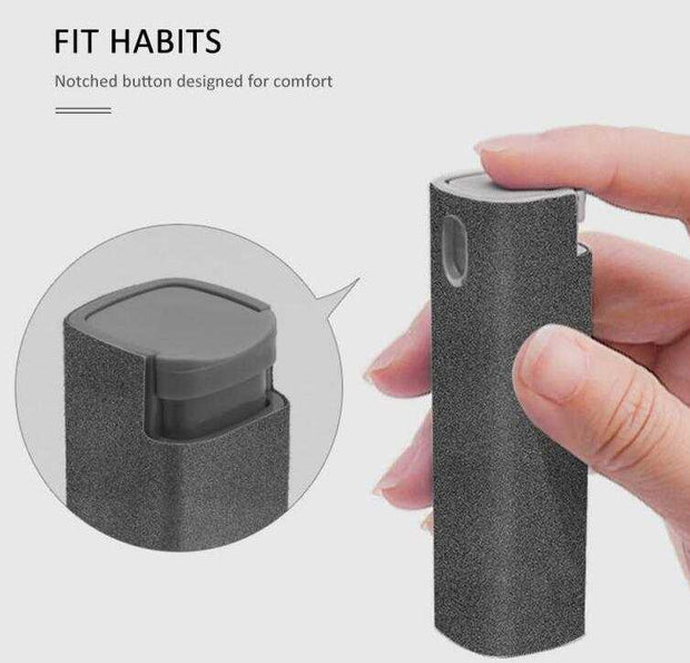 2 in 1 phone computer screen cleaner kit with microfiber cloth, ergonomic design for easy screen cleaning.