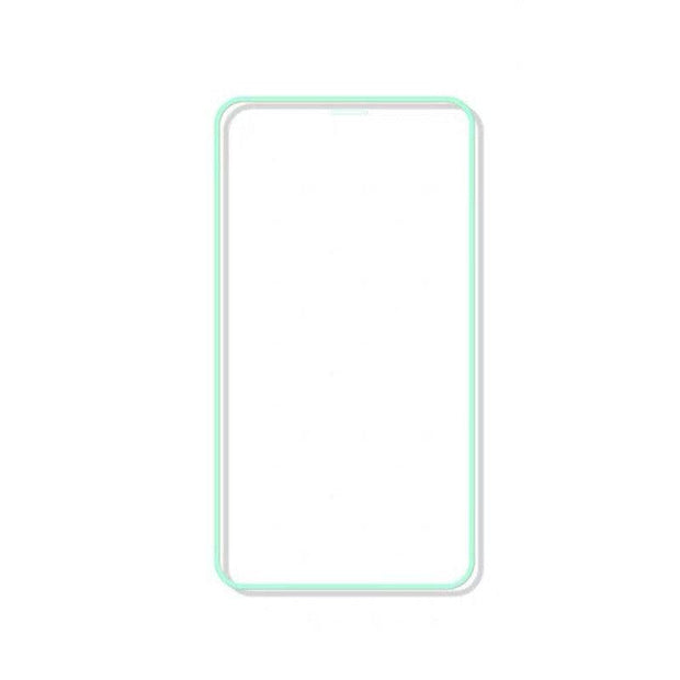 Luminous full cover tempered glass for smartphone with light-storing luminescent material.