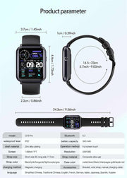 Smart Waterproof Watch with touchscreen, IP67, Bluetooth 5.2, 340mAh battery.