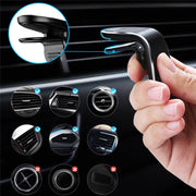 360° magnetic car phone holder with air vent mount for smartphones, in black.