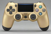 Wireless Game Controller for PS4 in gold color, ergonomic design, with high-sensitive function keys.