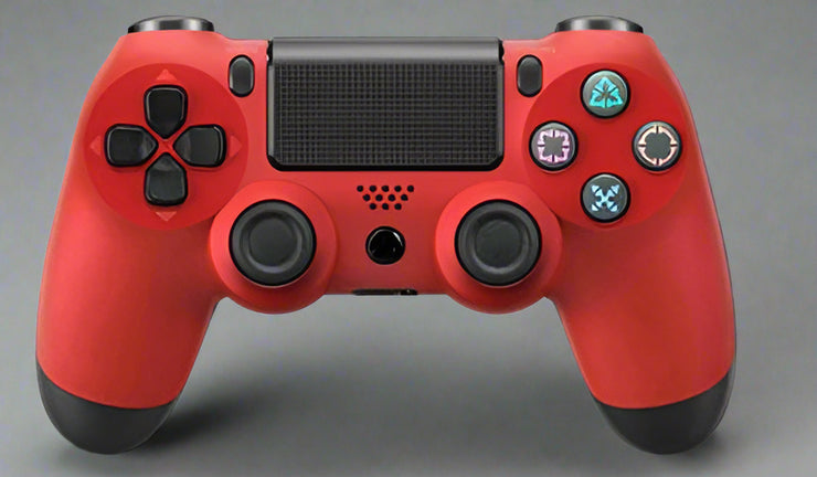 Wireless Game Controller for PS4, red ergonomic design, high-quality ABS material.