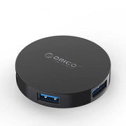 ORICO HA4U-U3 USB3.0 four-port hub, compact design, USB Type-A interface.