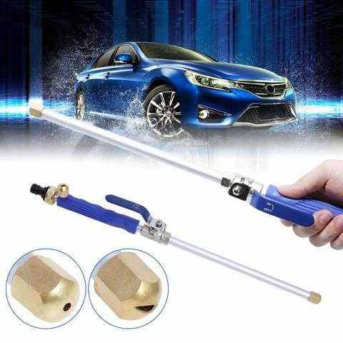 High-pressure electric water gun for car cleaning with blue handle.