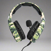 K8 camouflage headphones with 3.5mm plug for PS4, Xbox One, iPhone, iPad.