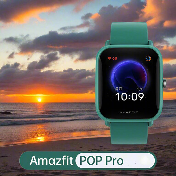 Smart blood oxygen monitoring waterproof watch with green silicone strap and 1.43" TFT color screen.