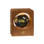 Beech Wood Crystal Ball Night Light with 3D Laser Engraved Elk and Jellyfish Design, USB Dimmable LED Lamp.