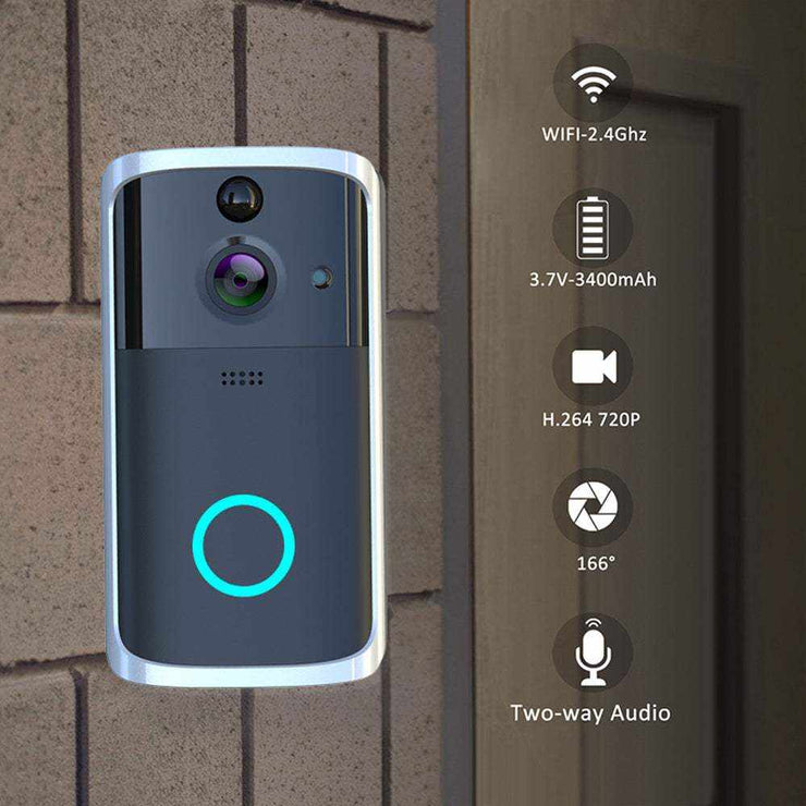 WiFi video doorbell camera with two-way audio and infrared night vision.