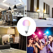 LED Smart Wifi Bulb with colorful lighting, suitable for living room, hotel, bedroom, and karaoke, supporting Alexa and Google voice control