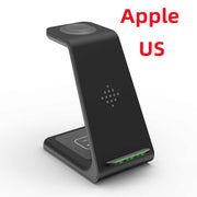 3 in 1 fast charging station wireless charger stand for phones, watches, and earbuds.