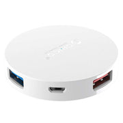 ORICO HA4U-U3 USB3.0 splitter, four-port mini hub, white design, USB Type-A and Micro USB inputs