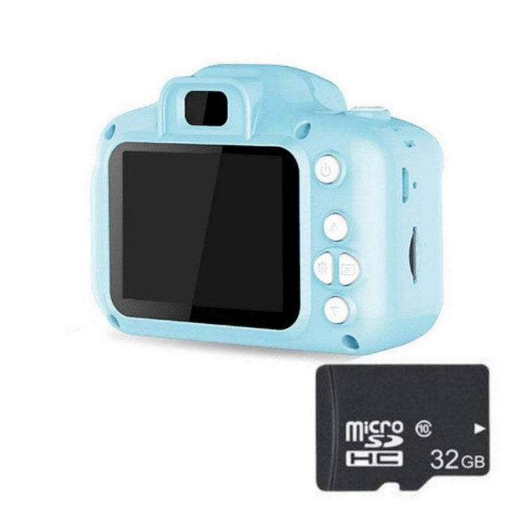 Children's HD digital waterproof camera with 2.3-inch screen and 32GB microSD card.