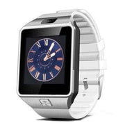 Sports Smart Watch DZ09 Card Phone Watch with white wristband, touchscreen display, and multifunctional features.