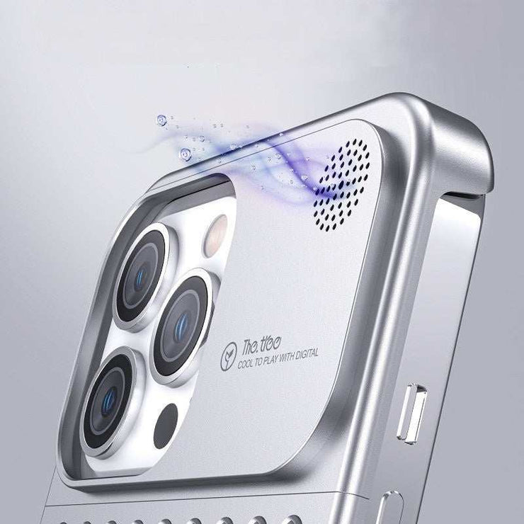 Aluminum alloy shockproof phone case with heat dissipation for iPhone 14/13 Pro Max.