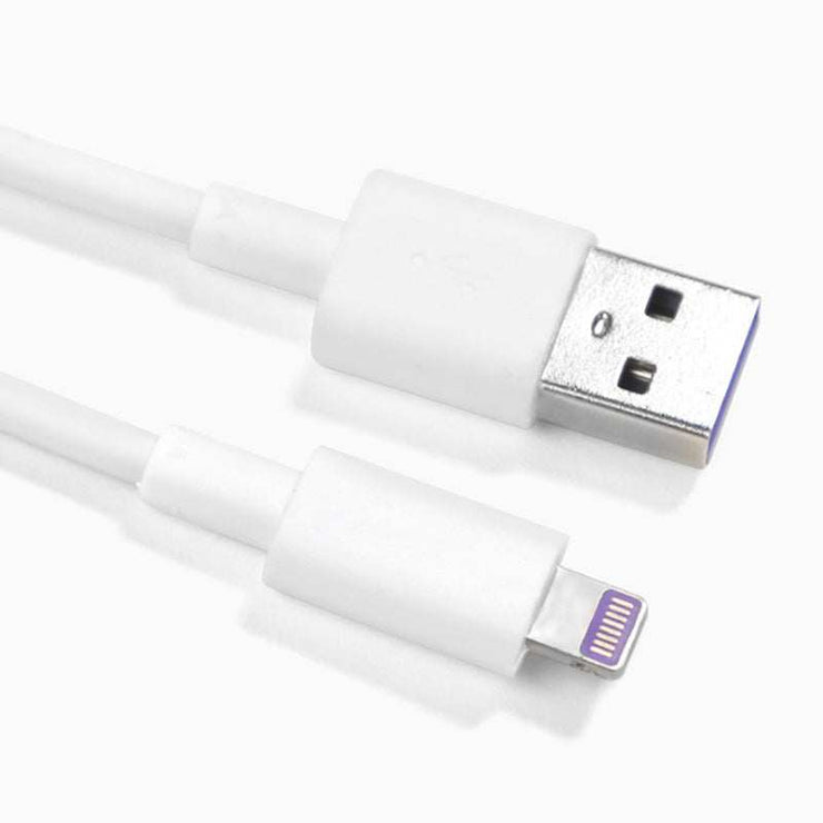 Super fast charging USB cable with lightning connector, suitable for Android and iPhone, 1m length, white.
