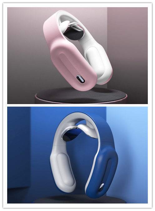 USB powered multifunctional neck massager in pink and blue colors with remote control.