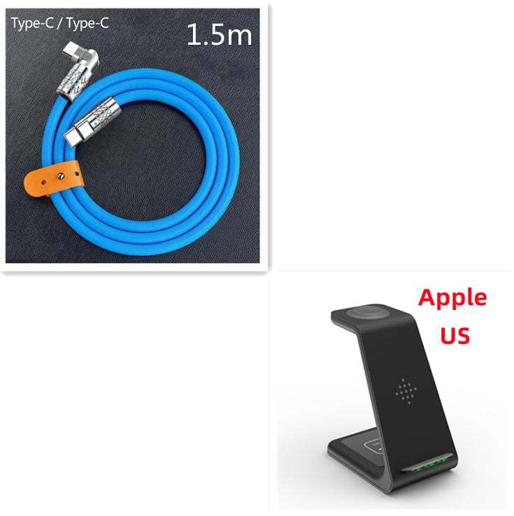 3 in 1 wireless charging station with Type-C cable for phones and accessories.